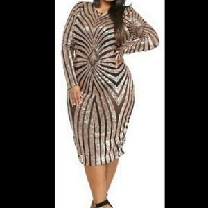 Gold and Black Sequins Dress